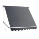 Instahut 2.4x2.1M Retractable Pivot Arm Awning - UV Resistant, Grey Polyester Fabric, Aluminium Frame, Easy Install