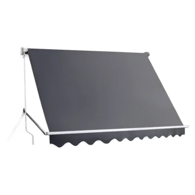 Instahut Retractable Window Awning 2.8x2.1M - UV Resistant, Grey Polyester Shade with Aluminium Frame, Easy Install