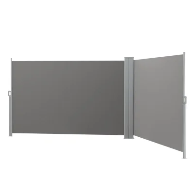 Instahut 2x6M Grey Retractable Side Awning - UV-Resistant Polyester, Steel Frame, Auto Roll-Back, Outdoor Privacy Screen