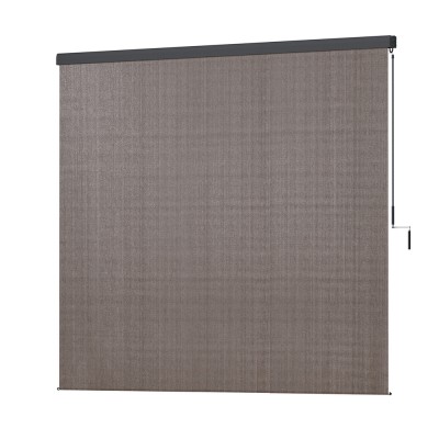 Instahut 3x2.5M Brown Outdoor Blinds: UV-Resistant, Light-Filtering Roll Down Awning with Aluminium Valance & Hand Crank