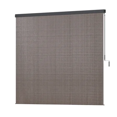 Instahut 3x2.5M Brown Outdoor Blinds: UV-Resistant, Light-Filtering Roll Down Awning with Aluminium Valance & Hand Crank