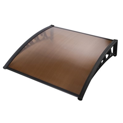 Instahut Window Door Awning 1x1.2m - Brown Polycarbonate Panel with Aluminium Bars, UV Rain Resistant, Easy DIY Install
