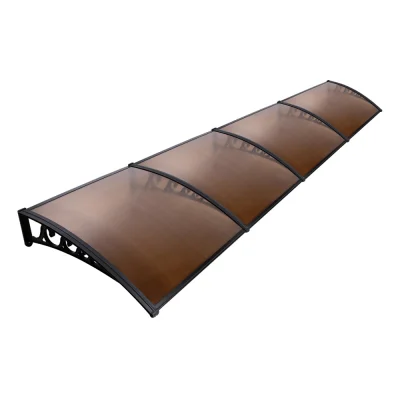Instahut 1x4M Brown Window Door Awning, UV-Resistant 5mm Polycarbonate, Corrosion-Free Aluminium & Plastic Frame