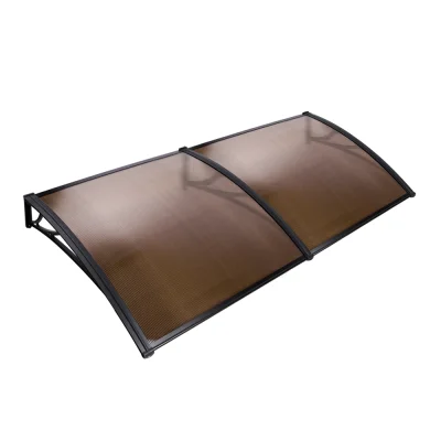 Instahut 1x2M Window Door Awning Canopy, Brown PC Panel & Black Plastic Frame, UV & Rain Resistant, Easy DIY Install