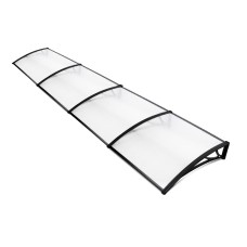 Instahut 1m x 4m Transparent Window Awning & Door Canopy, Black Plastic Frame, UV-Resistant, Durable Polycarbonate Sheet