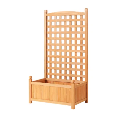 Greenfingers Wooden Garden Bed with Trellis - Fir Wood, 64x35x115cm Raised Planter Box for Easy Gardening & Storage