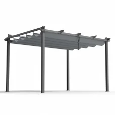 Instahut 3x4m Aluminium Frame Gazebo Pergola with Adjustable UV-Resistant Canopy, Water Resistant, Grey Outdoor Shelter