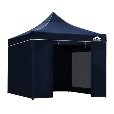 Instahut 3x3 Navy Pop Up Gazebo Marquee, 500D Oxford Fabric, UV & Water Resistant, Easy Setup, Adjustable Heights