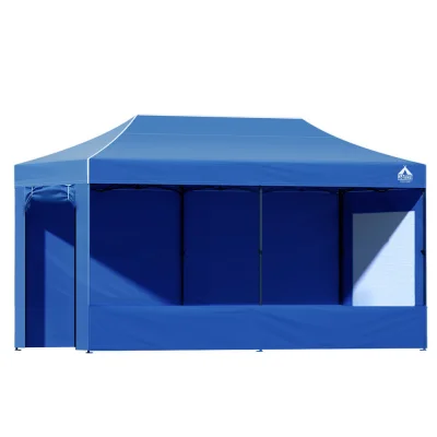 Instahut 3x6m Pop Up Gazebo - Durable Blue UV & Water-Resistant Oxford Tent with Adjustable Height & Bonus Accessories