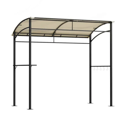 Instahut Beige Grill Gazebo: UV & Water-Resistant, Steel Frame, 218cm x 112cm for Outdoor BBQ & Patio, Includes Hooks