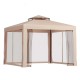 Instahut 3m Brown Gazebo Marquee - UV & Water-Resistant Event Tent with Mesh Walls, Steel Frame, Double Roof