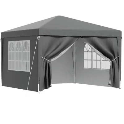 Instahut 3x3m Grey Pop Up Gazebo Marquee Tent - UV-Resistant, Adjustable Height, Easy Setup, with Carry Bag & Panels