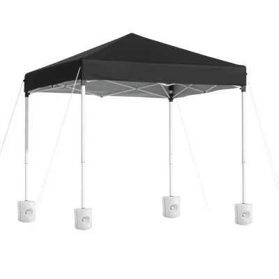 Instahut 2x2m Black Outdoor Gazebo, UV-Resistant Oxford Fabric, Steel Frame, with Base Pods for Patio, Garden, Events