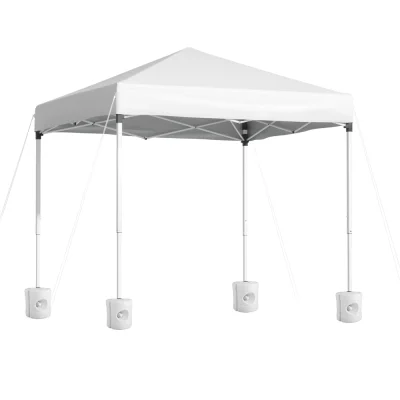 Instahut 2x2m White Gazebo: UV-Resistant, Steel Frame, Adjustable Height, w/ Base Pods for Outdoor Events