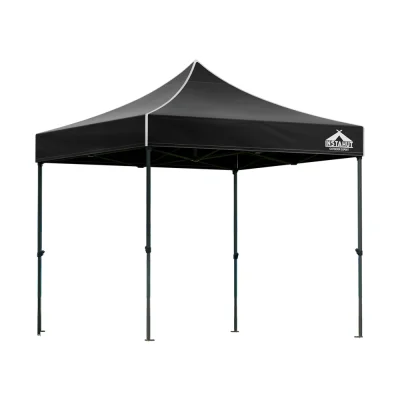 Instahut 3x3m Pop Up Gazebo: Black, UV & Water Resistant, Durable Oxford Fabric, Adjustable Height, Easy Setup
