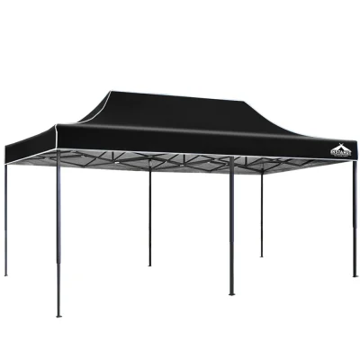 Instahut 3x6m Gazebo Pop Up Marquee, 500D Oxford Tent with Base Pods, UV & Water Resistant, Black Outdoor Event Shelter