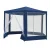 Instahut Hexagonal Gazebo 2x2m Marquee - Mesh Wall, UV & Water-Resistant, Powder Coated Steel Frame, Navy, 2 Entrances