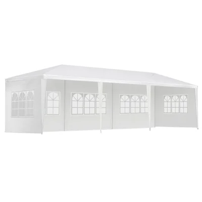 Instahut 3x9m Marquee Gazebo Tent - White Waterproof UV-Resistant Canopy with 5 Removable Panels & Carry Bag Instahut 3x9m Marquee Gazebo Tent - White Waterproof UV-Resistant Canopy with 5 Removable Panels & Carry Bag