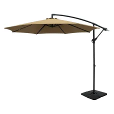 Instahut 3m Beige Outdoor Cantilever Umbrella with Base - UV50+ Water-Resistant Polyester Canopy, Steel Frame