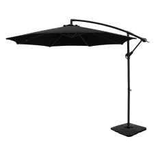 Instahut 3m Black Cantilever Umbrella with Base - UV50+ Water-Resistant Canopy, Steel Frame for Beach or Patio
