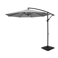 Instahut 3M Cantilever Outdoor Umbrella with UV50+ Grey Canopy, Steel Frame, and Portable Water-Fillable Base