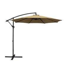 Instahut 3m Cantilever Outdoor Umbrella, Beige, UV50+ Water-Resistant Polyester, Steel Frame, for Beach & Garden