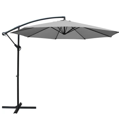 Instahut 3m Cantilever Outdoor Umbrella, Grey UV50+ Polyester Canopy, Steel Frame for Garden, Beach, Patio Shade