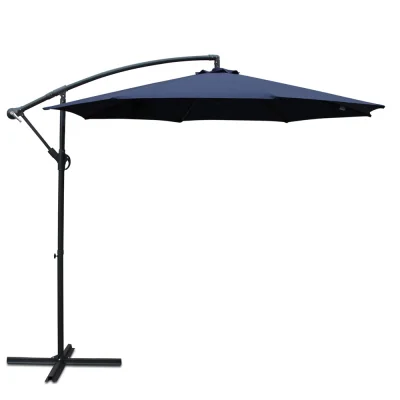 Instahut 3m Outdoor Cantilever Umbrella - UV50+ Navy Canopy, Water-Resistant Polyester, Steel Frame, Patio & Beach Use