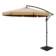 Instahut 3m Beige Cantilever Outdoor Umbrella with Base - UV50+ Water-Resistant Polyester Canopy, Steel Frame