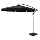 Instahut 3m Black Cantilever Outdoor Umbrella with Base - UV50+ Water-Resistant Polyester Canopy, Steel Frame