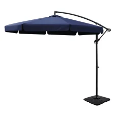 Instahut 3m Navy Cantilever Outdoor Umbrella with Base, UV50+ Protection, Steel Frame, Water-Resistant Canopy