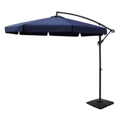 Instahut 3m Navy Cantilever Outdoor Umbrella with Base, UV50+ Protection, Steel Frame, Water-Resistant Canopy Instahut 3m Navy Cantilever Outdoor Umbrella with Base, UV50+ Protection, Steel Frame, Water-Resistant Canopy