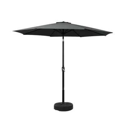 Instahut 2.7m Outdoor Umbrella with UV50+ Black Canopy, Tilt Feature, Steel Frame & Water-Fillable Base
