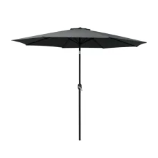 Instahut 2.7m Black Outdoor Umbrella - UV50+ Water-Resistant Polyester Canopy, Steel Frame, Tilt Feature, No Base