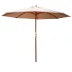 Instahut 3m Outdoor Umbrella Beige, Wooden Centre Pole, UV50+ Water-Resistant Canopy for Garden, Patio, Beach