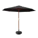 Instahut 3m UV50+ Outdoor Umbrella with Base, Black, Water-Resistant Polyester Canopy, Wooden Frame, 1-Year Warranty