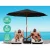 Instahut 3m UV50+ Outdoor Umbrella with Base, Black, Water-Resistant Polyester Canopy, Wooden Frame, 1-Year Warranty