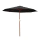 Instahut 3m Outdoor Umbrella Black, Wooden Pole, UV50+ Water-Resistant Beach Garden Patio Sun Shade Canopy