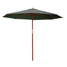 Instahut 3m Outdoor Umbrella Charcoal, Wooden Pole, UV50+ Water-Resistant Polyester Canopy for Patio, Beach, Garden