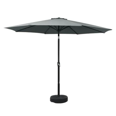 Instahut 3m Outdoor Umbrella with Tilt & UV50+ Charcoal Canopy, Water-Resistant Polyester, Steel Frame & Base