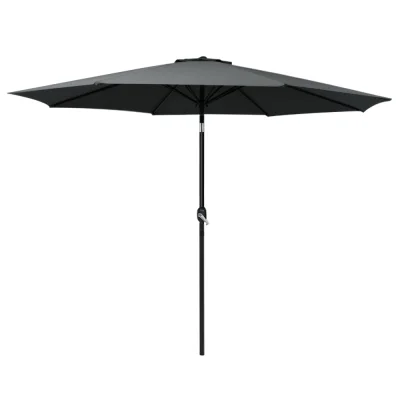 Instahut 3m Black Outdoor Umbrella: UV50+ Water-Resistant Polyester Canopy, Tilt & Steel Frame for Beach, Garden, Patio