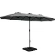 Instahut 4.57m Charcoal Outdoor Twin Umbrella with UV50+ Protection & Sturdy Base for Patio, Garden, Beach Use