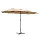 Instahut 4.57m Beige Outdoor Umbrella with UV50+ Dodecagon Canopy, Steel Frame, and Portable Base for Beach or Garden