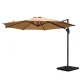 Instahut 3m Beige Cantilever Outdoor Umbrella with Base, 360° Tilt, UV50+ Water-Resistant Polyester, Sturdy Steel Frame