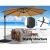 Instahut 3m Beige Cantilever Outdoor Umbrella with Base, 360° Tilt, UV50+ Water-Resistant Polyester, Sturdy Steel Frame