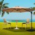 Instahut 3m Beige Cantilever Outdoor Umbrella with Base, 360° Tilt, UV50+ Water-Resistant Polyester, Sturdy Steel Frame