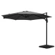 Instahut 3m Cantilever Outdoor Umbrella w/Base, Charcoal, UV50+ Polyester, 360° Tilt, Water-Resistant, Steel Frame