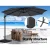 Instahut 3m Cantilever Outdoor Umbrella w/Base, Charcoal, UV50+ Polyester, 360° Tilt, Water-Resistant, Steel Frame