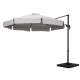 Instahut 3m Grey Cantilever Outdoor Umbrella w/Base - UV50+ Polyester, 360° Tilt, Aluminium Frame, Water-Resistant