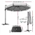 Instahut 3m Grey Cantilever Outdoor Umbrella w/Base - UV50+ Polyester, 360° Tilt, Aluminium Frame, Water-Resistant